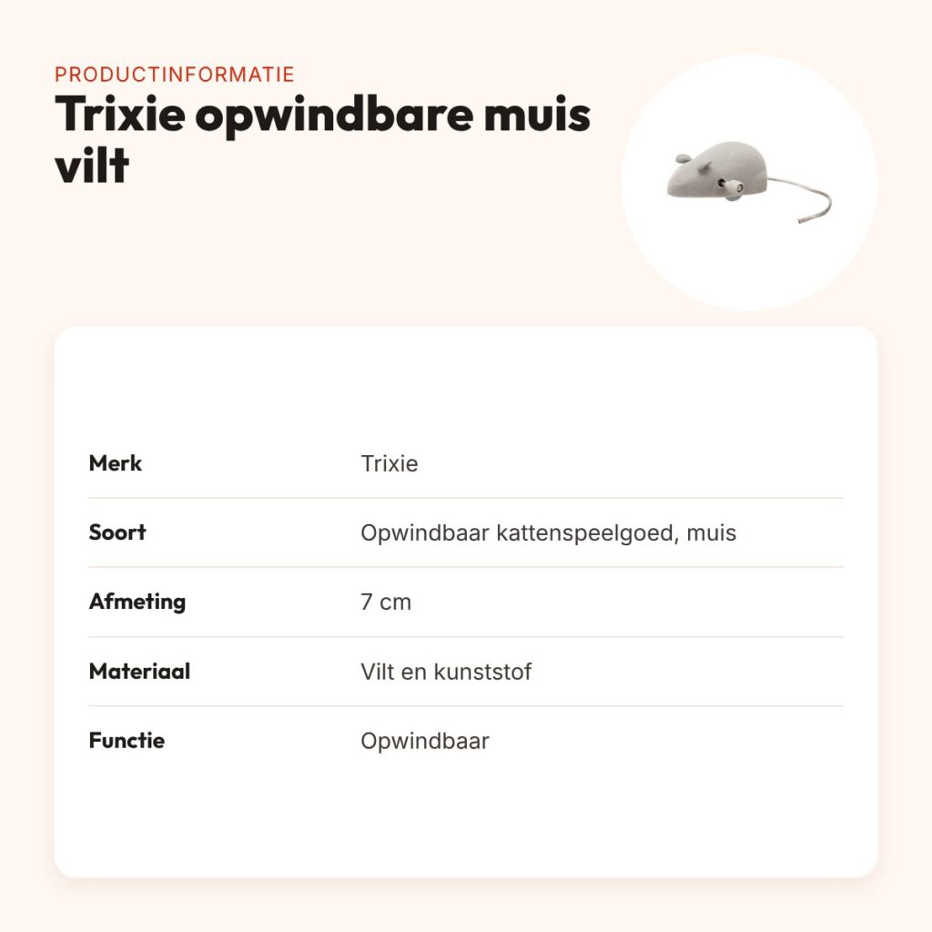 Trixie kattenspeelgoed opwindbare muis vilt 7 cm – productinformatie
