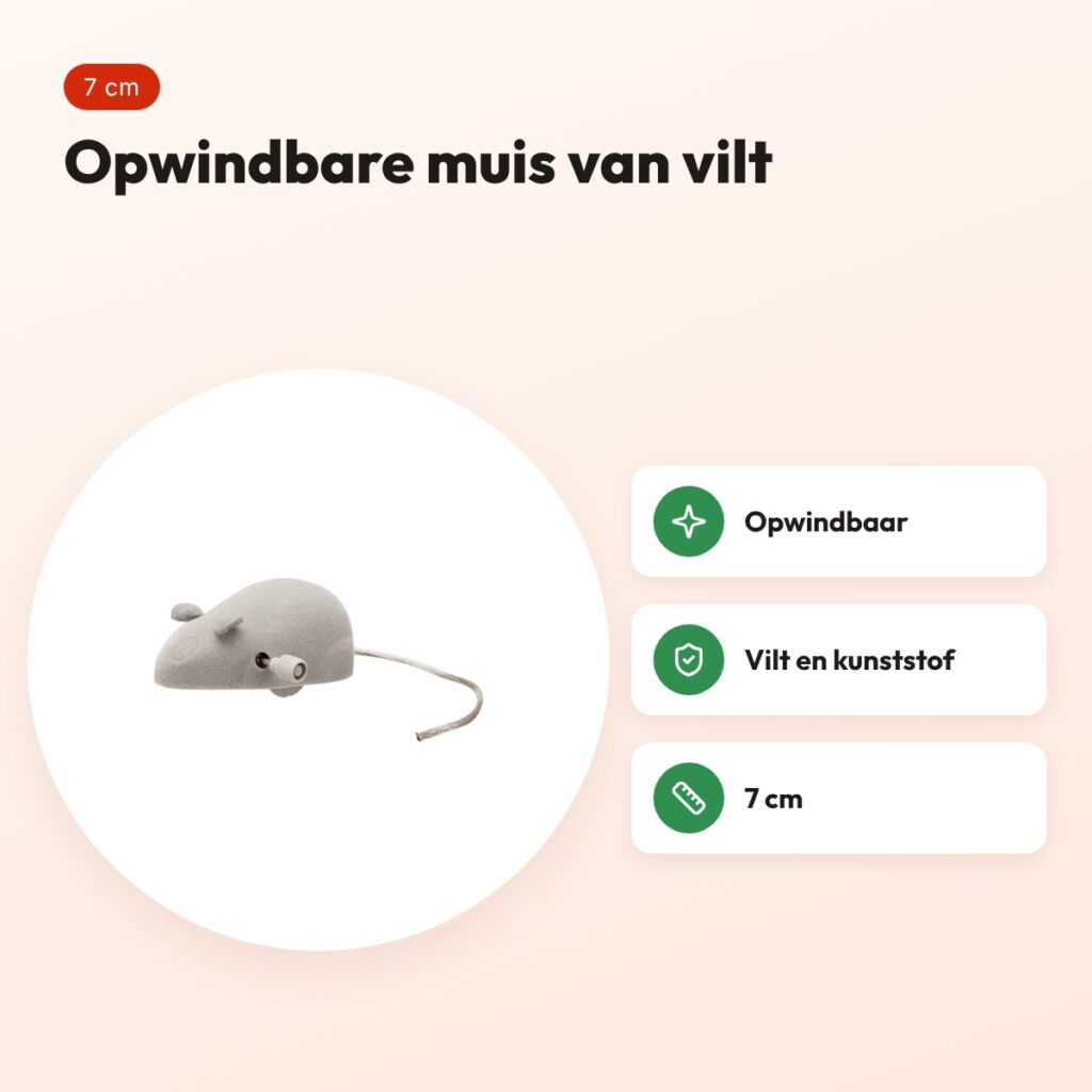 Trixie kattenspeelgoed opwindbare muis vilt 7 cm – voordelen