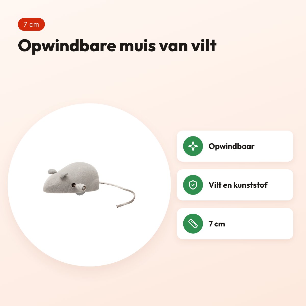 Trixie kattenspeelgoed opwindbare muis vilt 7 cm – voordelen