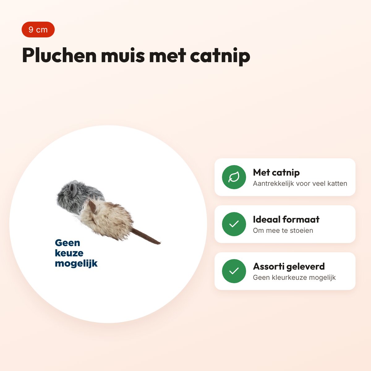 Trixie kattenspeelgoed pluche muis met catnip assorti 9 cm – voordelen