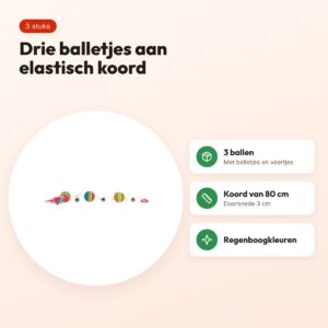 Trixie kattenspeelgoed regenboog balletjes aan elastisch koord – 3 stuks – voordelen