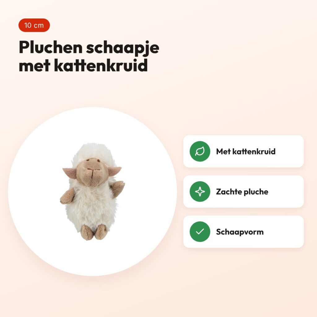 Trixie kattenspeelgoed schaap pluche met kattenkruid 10 cm – voordelen