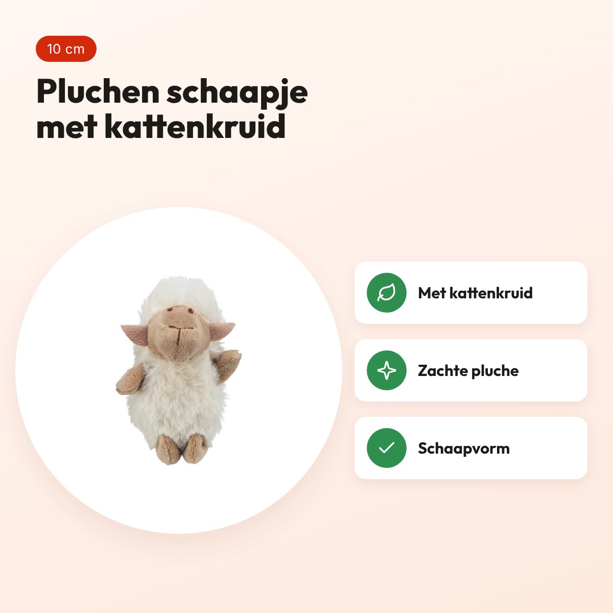 Trixie kattenspeelgoed schaap pluche met kattenkruid 10 cm – voordelen