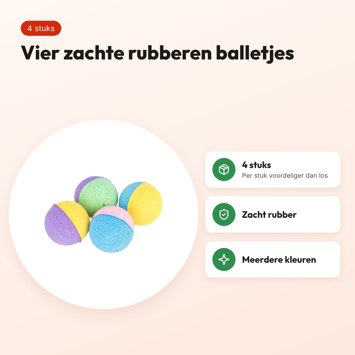 Trixie kattenspeelgoed softballen zacht rubber assorti 3,5 cm – 4 stuks – voordelen