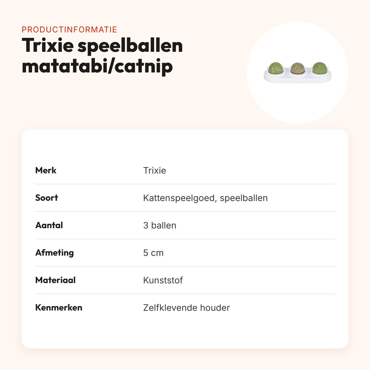 Trixie kattenspeelgoed speelballen matatabi en catnip met houder 5 cm – productinformatie