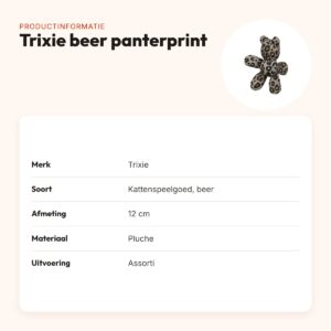 Trixie kattenspeeltje beer pluche panterprint met kattenkruid assorti 12 cm – productinformatie