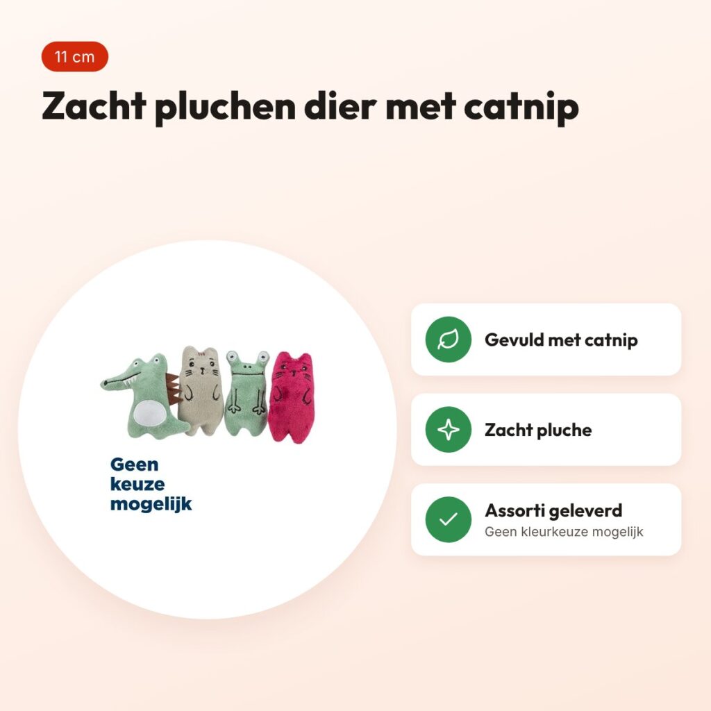 Trixie kattenspeeltje dieren pluche met catnip assorti 11 cm – voordelen