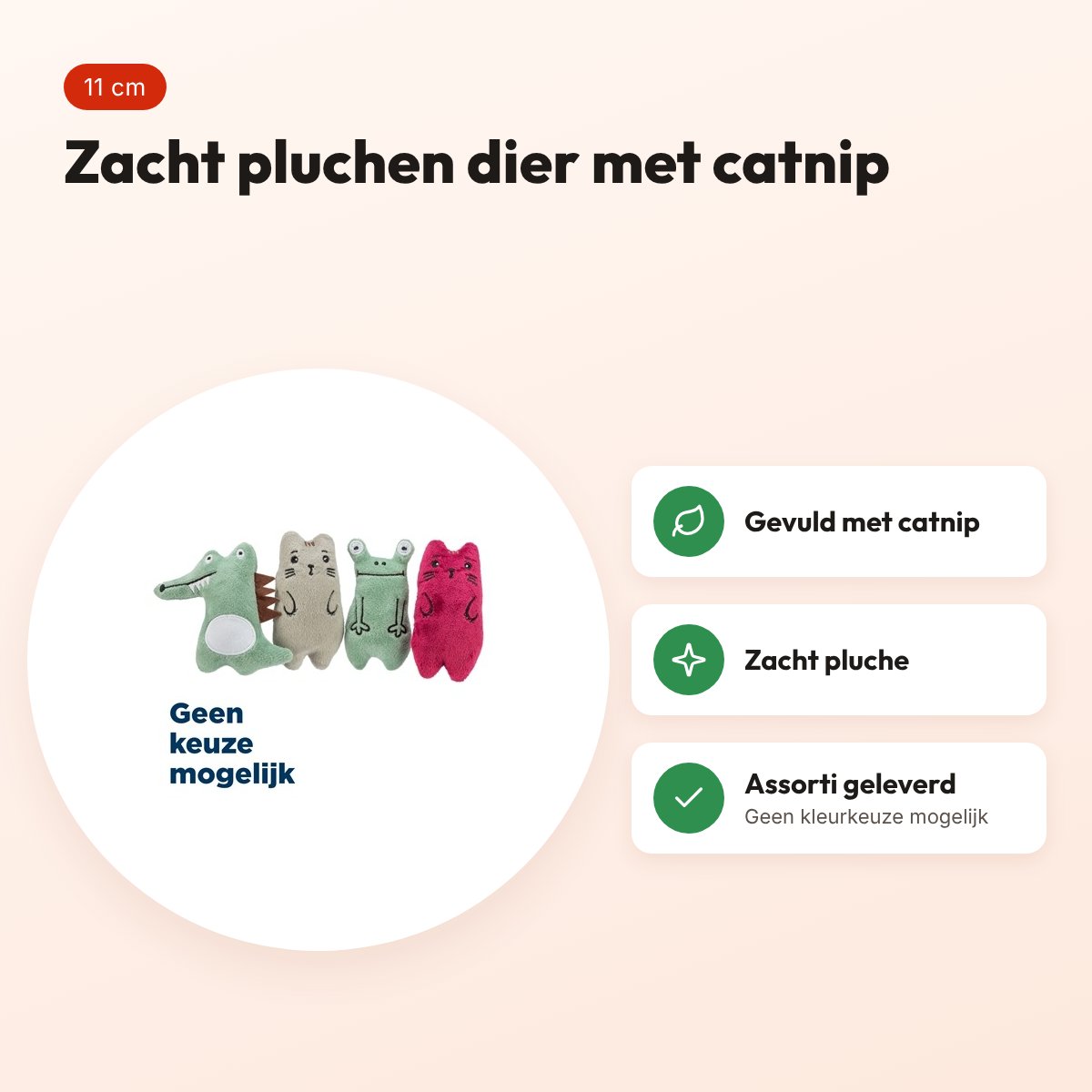 Trixie kattenspeeltje dieren pluche met catnip assorti 11 cm – voordelen