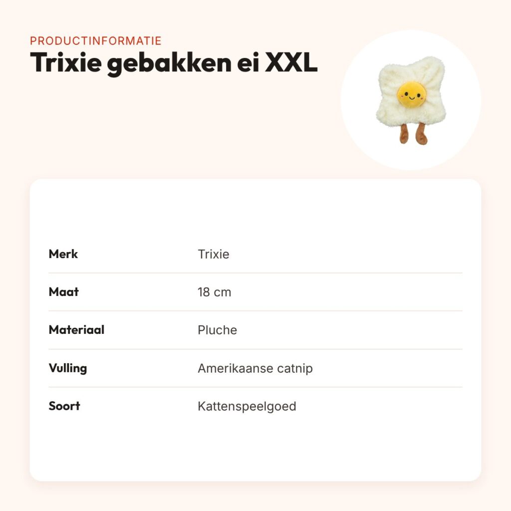 Trixie kattenspeeltje gebakken ei XXL pluche met Amerikaanse catnip 18 cm – productinformatie