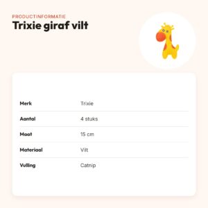 Trixie kattenspeeltje giraf vilt met catnip 15 cm – 4 stuks – productinformatie