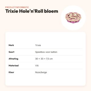 Trixie kattenspeeltje Hole'n'Roll bloem vilt roze/beige 30 x 30 x 7,5 cm – productinformatie