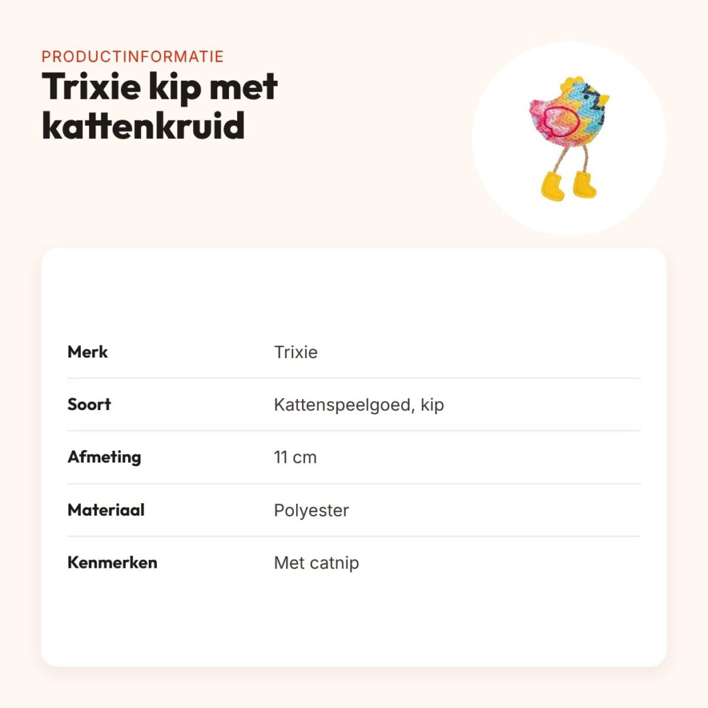 Trixie kattenspeeltje kip met kattenkruid 11 cm – met bungelende pootjes – productinformatie