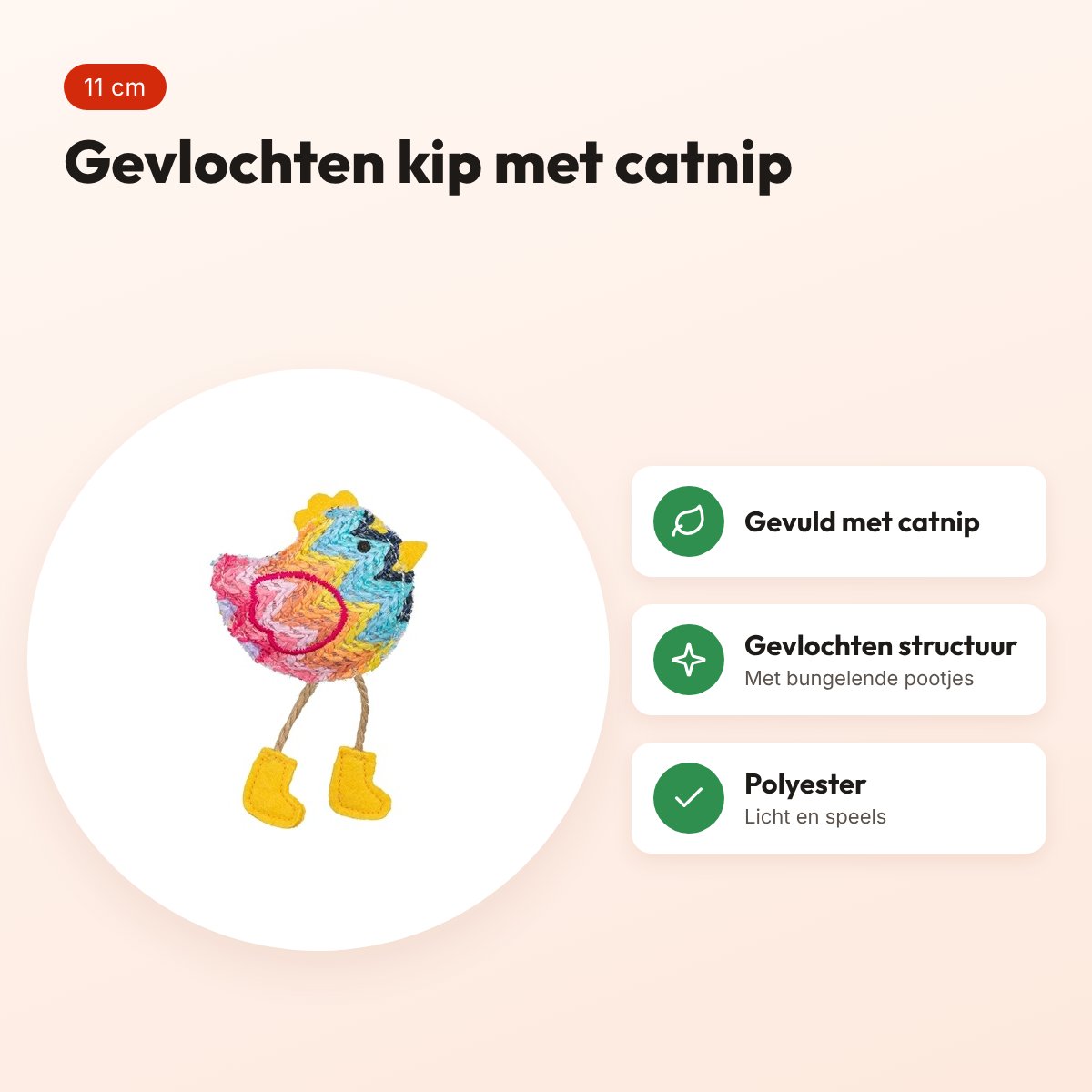Trixie kattenspeeltje kip met kattenkruid 11 cm – met bungelende pootjes – voordelen