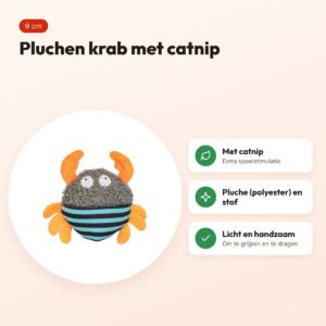 Trixie kattenspeeltje krab pluche/stof met kattenkruid 9 cm – voordelen