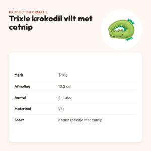 Trixie kattenspeeltje krokodil vilt met catnip 10,5 cm, 4 stuks – productinformatie