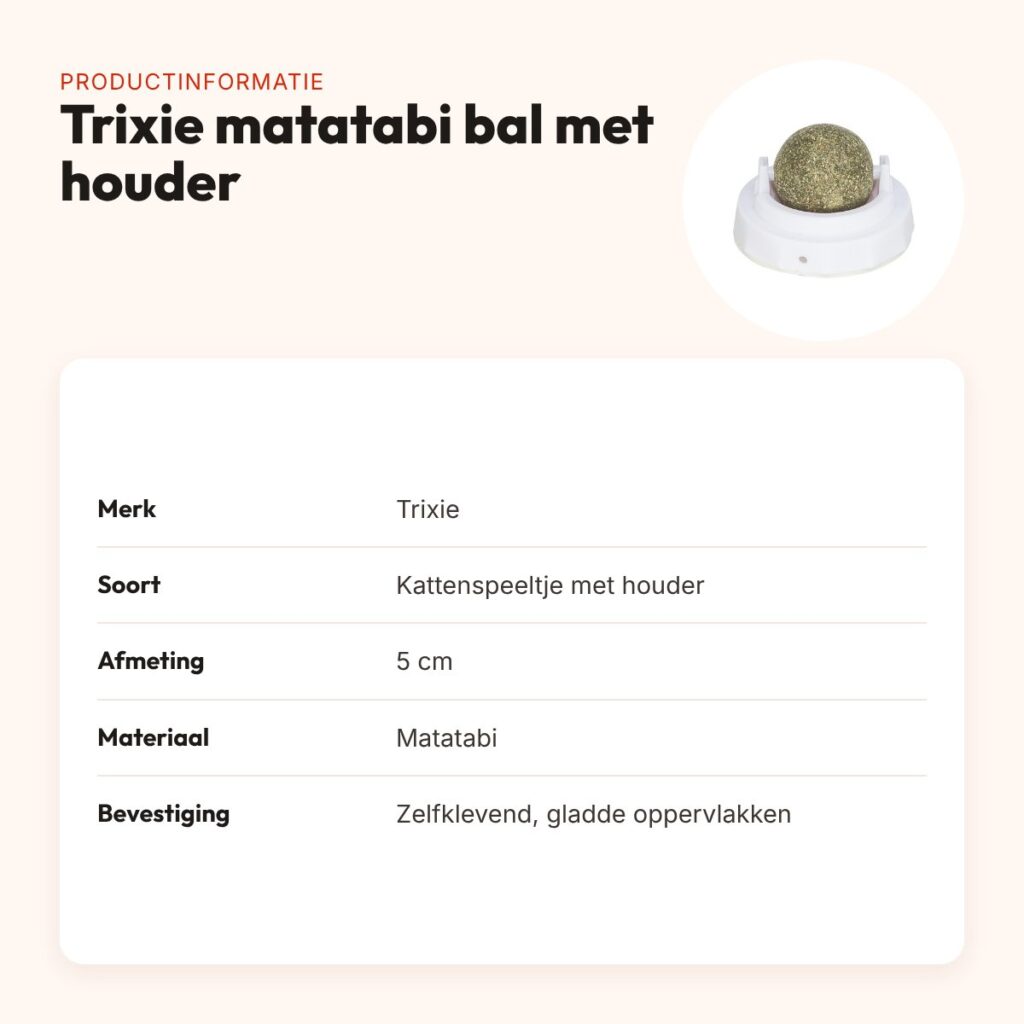 Trixie kattenspeeltje matatabi bal met houder 5 cm – zelfklevend – productinformatie