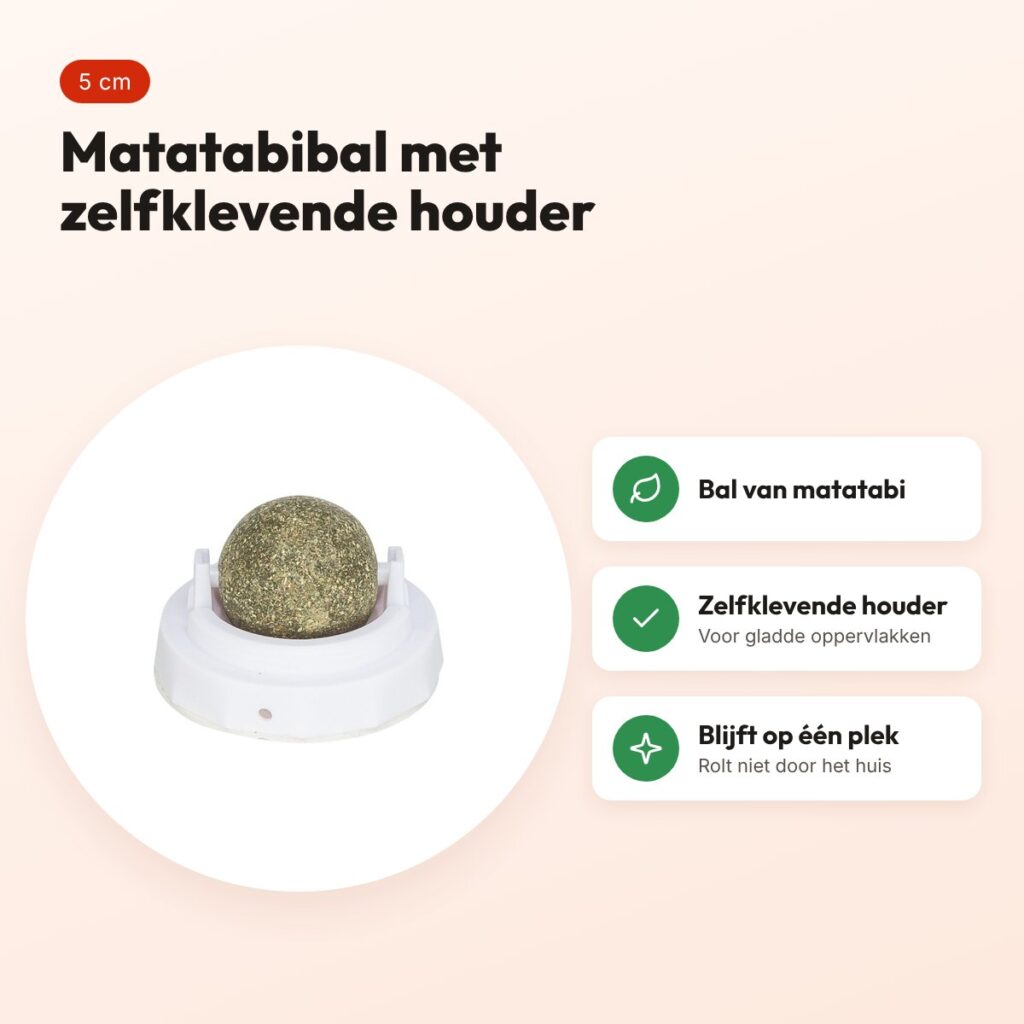 Trixie kattenspeeltje matatabi bal met houder 5 cm – zelfklevend – voordelen