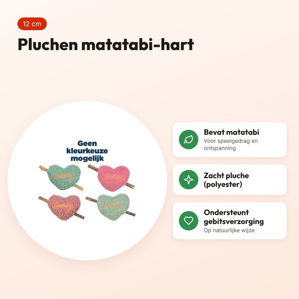 Trixie kattenspeeltje matatabi hart pluche assorti 12 cm – voordelen
