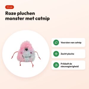 Trixie kattenspeeltje monster pluche met catnip roze 12 cm – voordelen