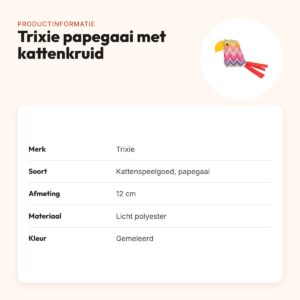 Trixie kattenspeeltje papegaai met kattenkruid gemeleerde kleuren 12 cm – productinformatie