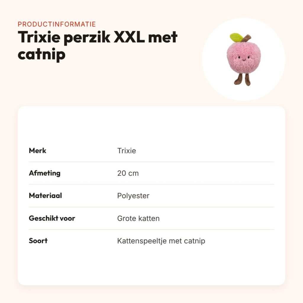 Trixie kattenspeeltje perzik XXL pluche met Amerikaanse catnip 20 cm – productinformatie