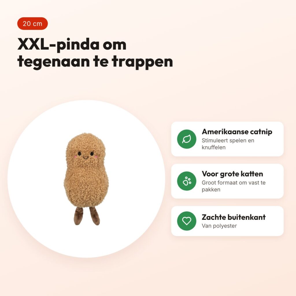 Trixie kattenspeeltje pinda XXL pluche met Amerikaanse catnip 20 cm – voordelen