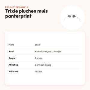 Trixie kattenspeeltje pluche muis panterprint met catnip 5 cm – 2 stuks – productinformatie