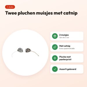 Trixie kattenspeeltje pluche muis panterprint met catnip 5 cm – 2 stuks – voordelen