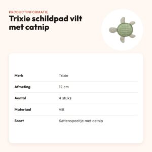 Trixie kattenspeeltje schildpad vilt met catnip 12 cm, 4 stuks – productinformatie