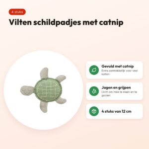 Trixie kattenspeeltje schildpad vilt met catnip 12 cm, 4 stuks – voordelen