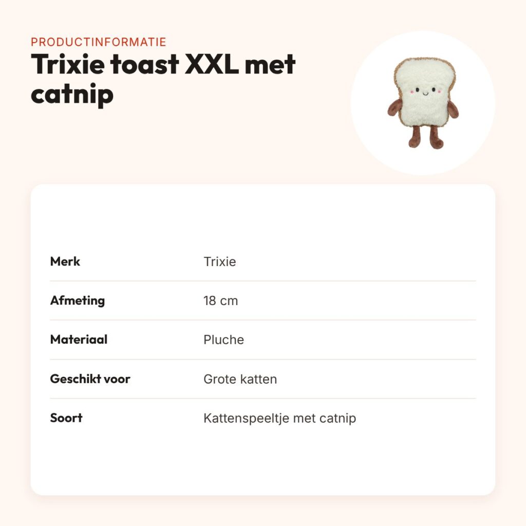 Trixie kattenspeeltje toast XXL pluche met Amerikaanse catnip 18 cm – productinformatie