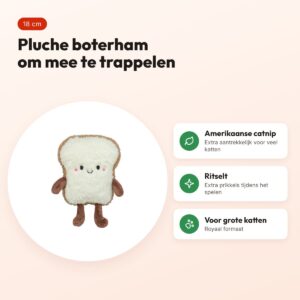 Trixie kattenspeeltje toast XXL pluche met Amerikaanse catnip 18 cm – voordelen