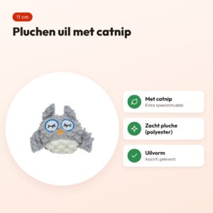Trixie kattenspeeltje uil pluche met kattenkruid assorti 11 cm – voordelen