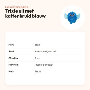 Trixie kattenspeeltje uil pluche met kattenkruid blauw 9 cm – productinformatie