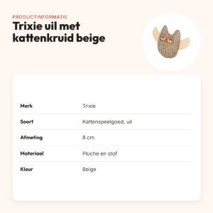 Trixie kattenspeeltje uil stof/pluche met kattenkruid beige 8 cm – productinformatie