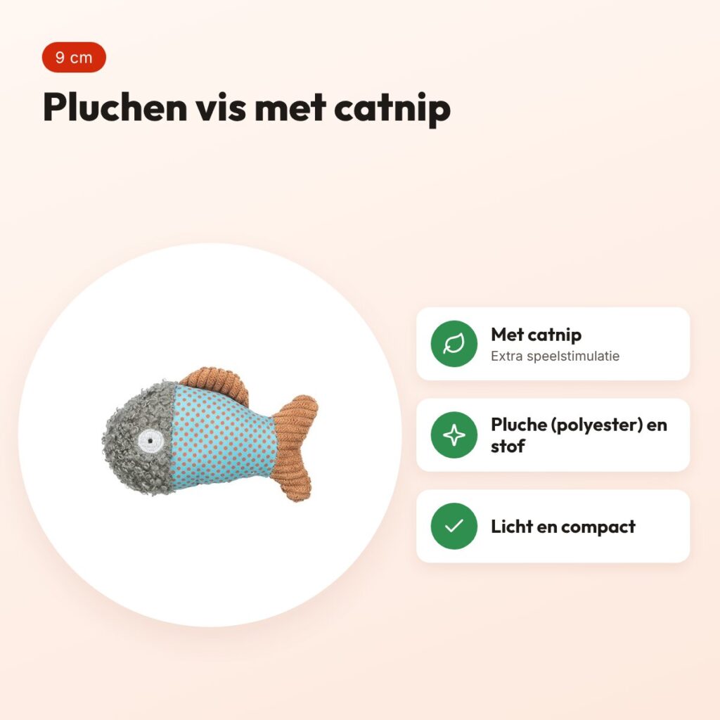 Trixie kattenspeeltje vis pluche/stof met kattenkruid 9 cm – voordelen