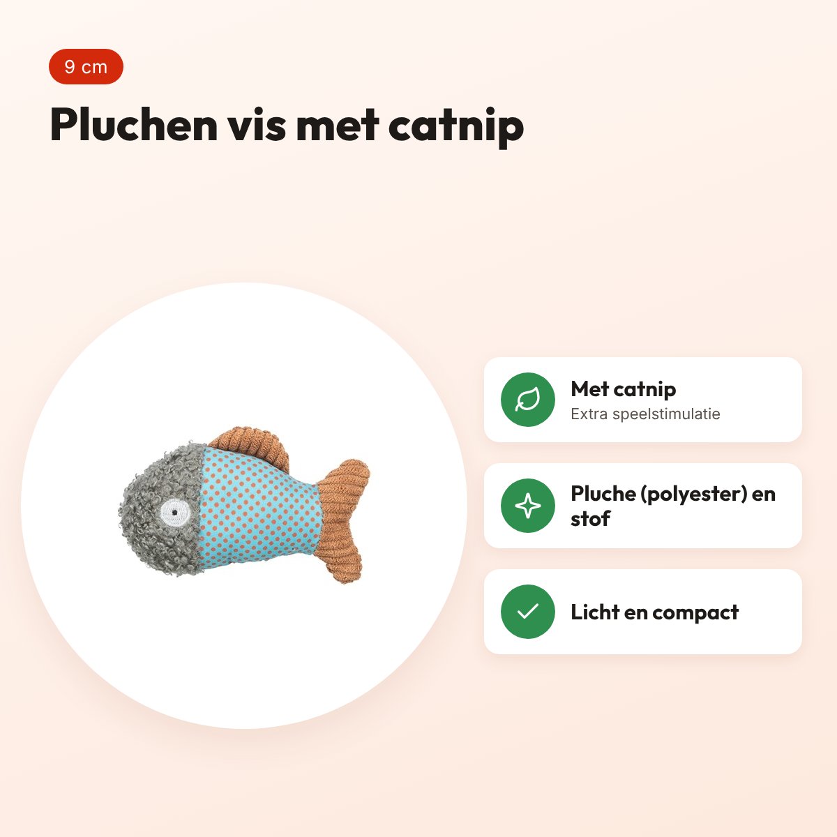 Trixie kattenspeeltje vis pluche/stof met kattenkruid 9 cm – voordelen