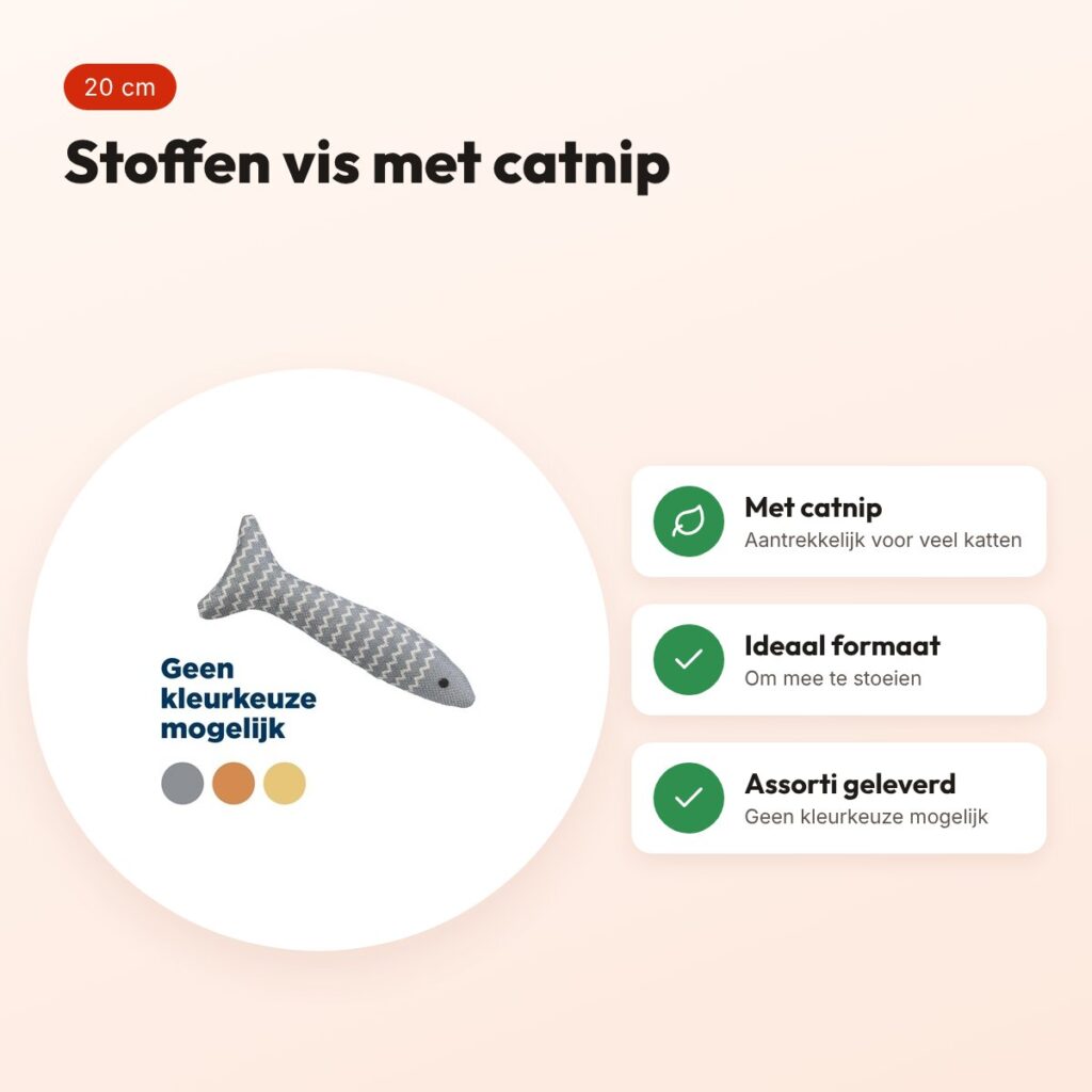 Trixie kattenspeeltje vis stof met catnip assorti 20 cm – voordelen