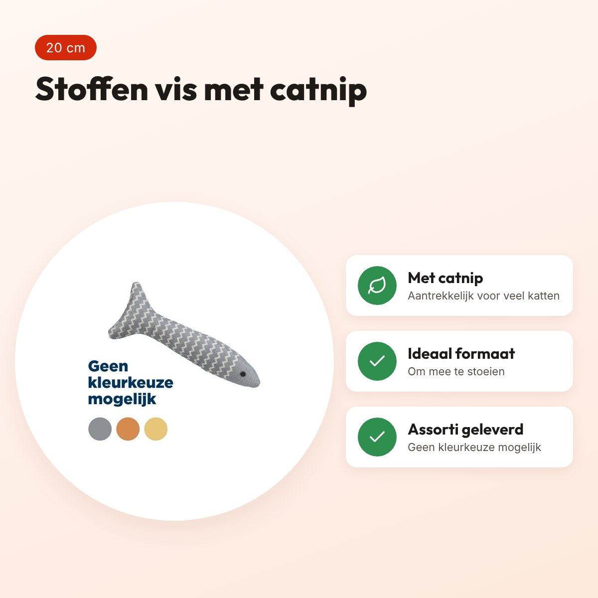 Trixie kattenspeeltje vis stof met catnip assorti 20 cm – voordelen