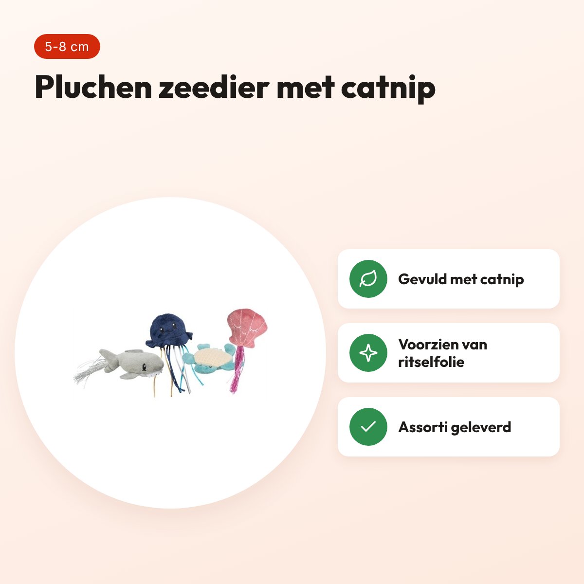 Trixie kattenspeeltje zeedier pluche met catnip assorti 5-8 cm – voordelen