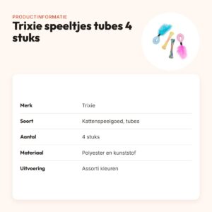 Trixie kattenspeeltjes set tubes met ratel assorti – 4 stuks met veren – productinformatie