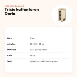 Trixie kattentoren Doria taupe 38 x 38 x 85 cm – drie verdiepingen – productinformatie