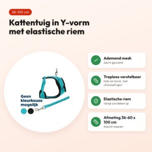 Trixie kattentuig mesh Y-vorm met elastische riem assorti 36-60 x 100 cm – voordelen