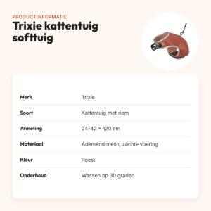 Trixie kattentuig softtuig met riem roest 24-42 x 120 cm – ademend mesh – productinformatie