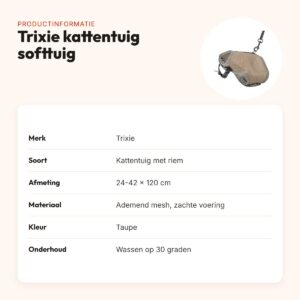 Trixie kattentuig softtuig met riem taupe 24-42 x 120 cm – ademend mesh – productinformatie