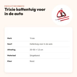 Trixie kattentuig voor in de auto rood 20-50 x 1,5 cm – productinformatie