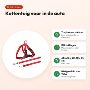 Trixie kattentuig voor in de auto rood 20-50 x 1,5 cm – voordelen