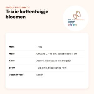 Trixie kattentuigje met riem bloemenmotief assorti 27-45 x 1 cm – productinformatie