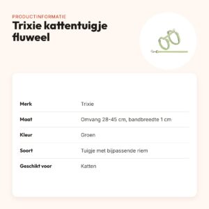 Trixie kattentuigje met riem fluweel groen 28-45 x 1 cm – productinformatie
