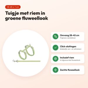 Trixie kattentuigje met riem fluweel groen 28-45 x 1 cm – voordelen